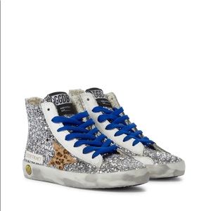 Golden Goose Deluxe Brand Francy Leather Glitter Trainers Silver - EU 37